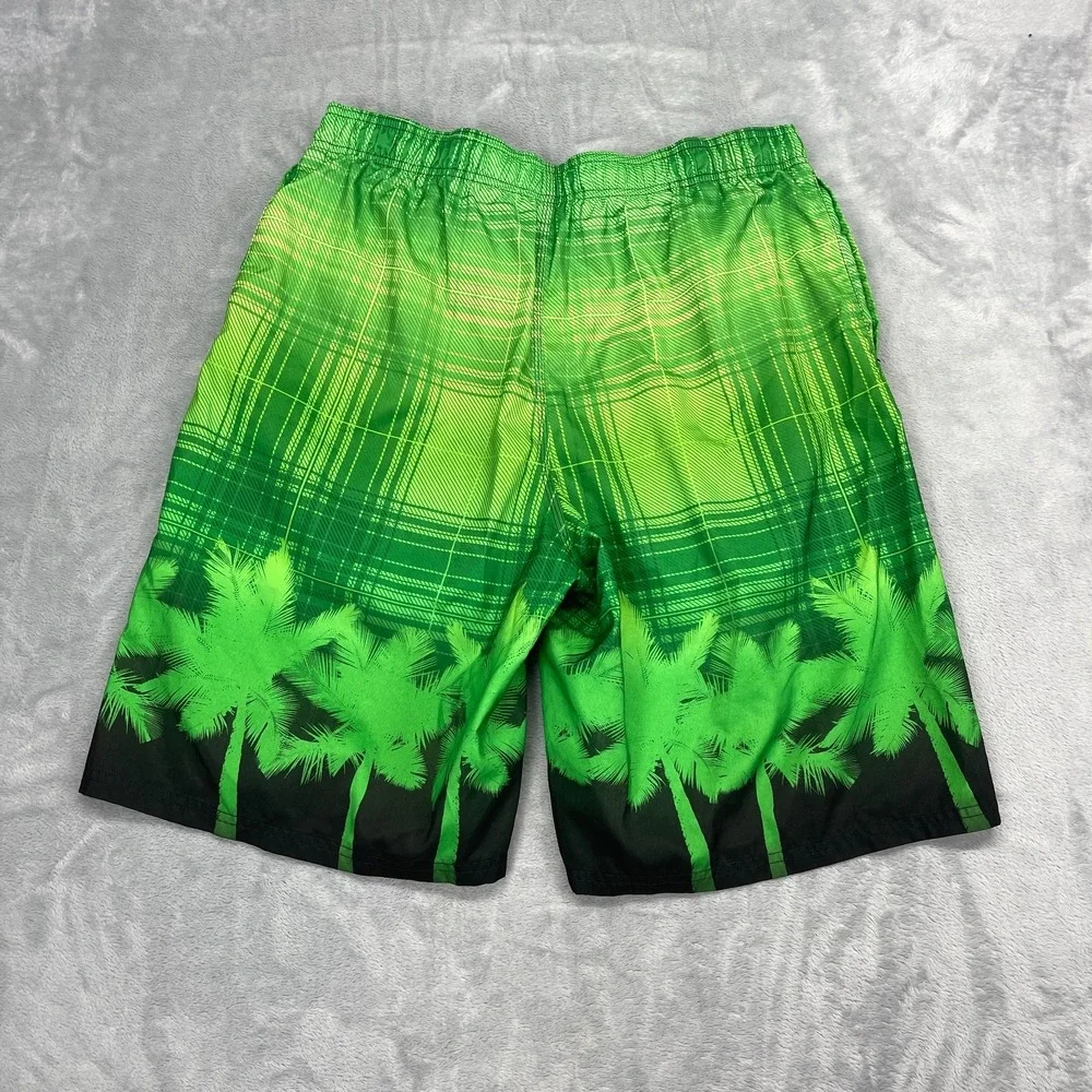 Nike Shorts Mens L Green Palm Tree Print Mesh Lined Surfing Board Water Polo Y2K